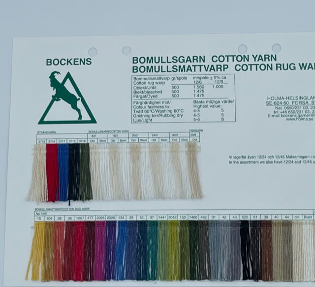 Bockens Rug Warp Sample Card