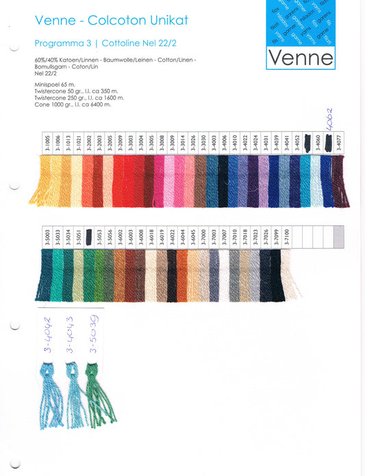 Venne 22/2 Cottolin Sample Card