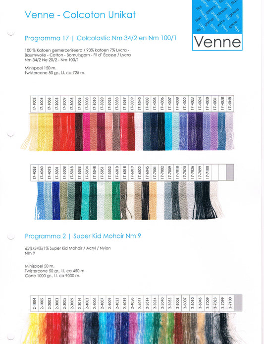 Venne 34/2 Colcolastic Sample Card